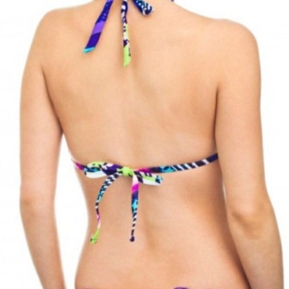 Radio Fiji Zola Halter Bikini Swim Top Multi Color Print Sz M NWT - Picture 2 of 7